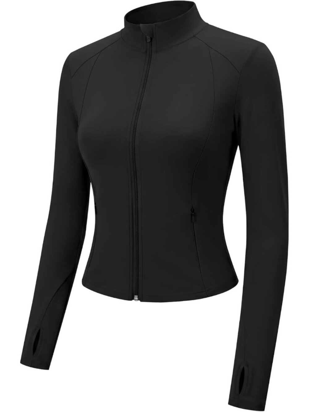 Lightweight Zip-Up Cropped Workout Jacket for Women | Athletic Slim Fit Top